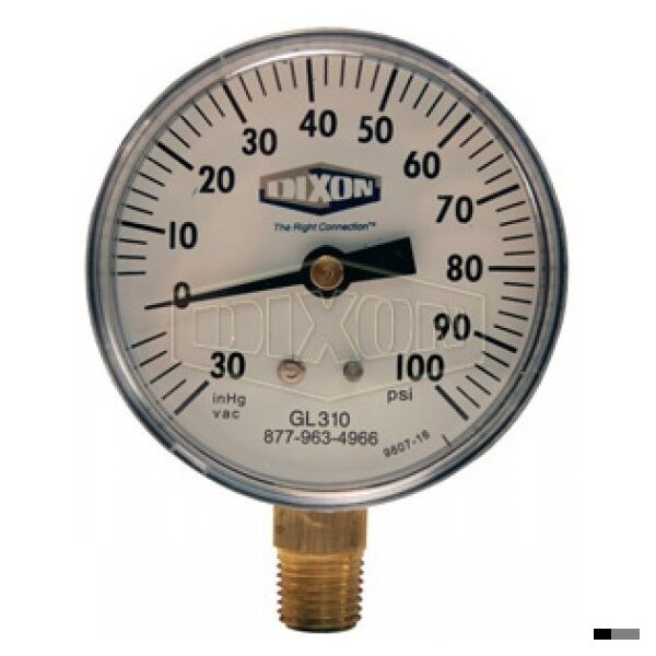 Dixon Compound Gauge, 0 to 160 psi, 1/4 in Connection, 2-1/2 in Dial, +/- 3-2-3 % GL110 - main